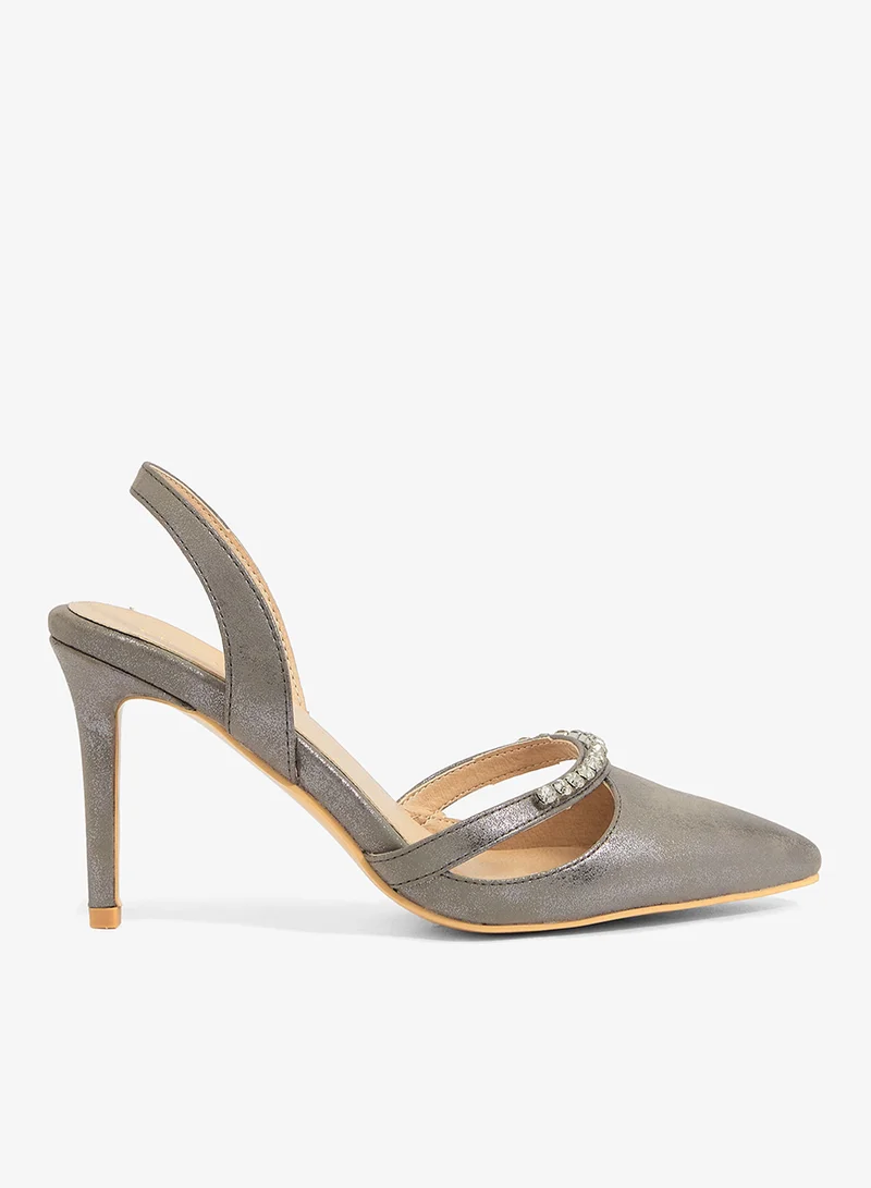 Single crystal strap, slingback