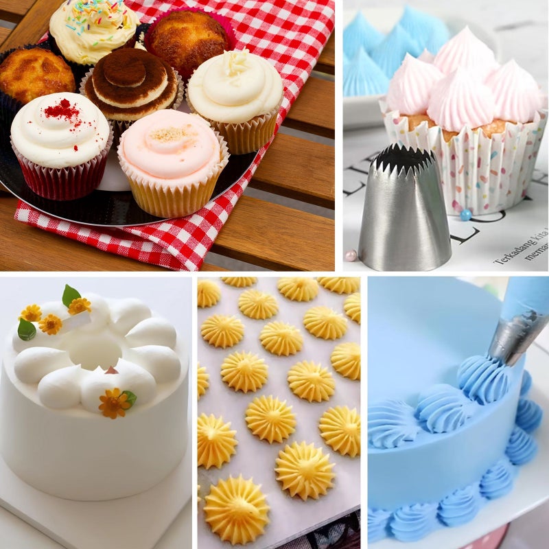 4pcs Silvery Stainless Steel Flower Mouth Tassels Piping Tips Set F02 F06 9FT R22L for Cake Cupcake Cookie Decorating - Image 5