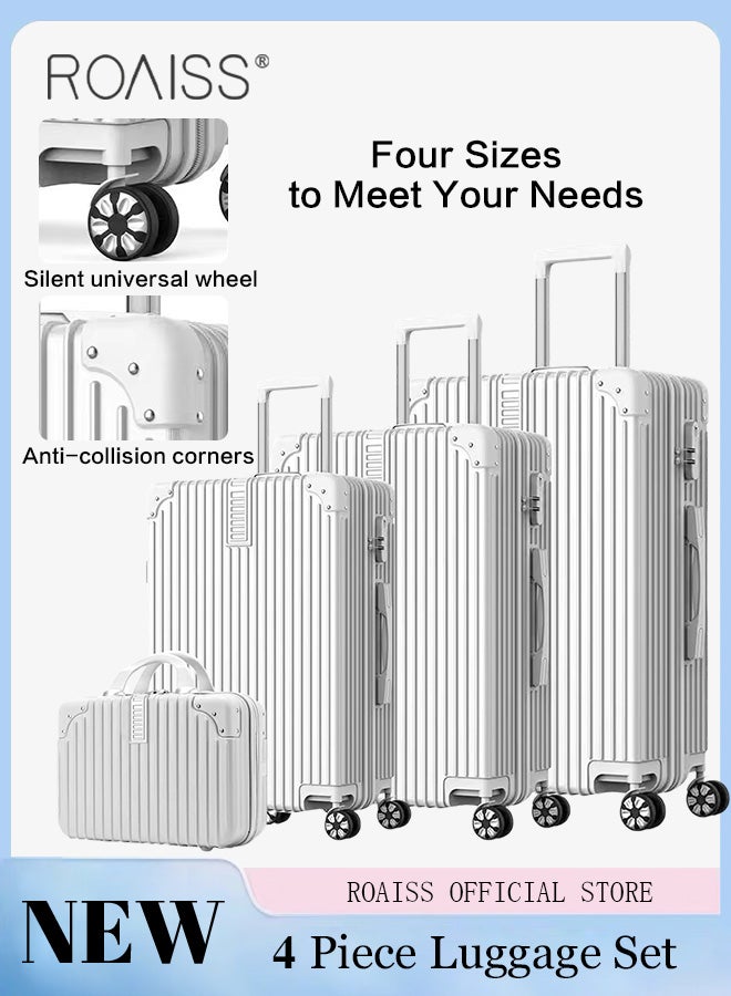 roaiss 4 Pcs Hardshell Luggage Set for Unisex Durable Lightweight Silent Universal Wheels Trolley Suitcase for Travel for Men and Women Minimalist Retro Passwords Box Includes 14 20 24 and 28 Inch  - Image 1