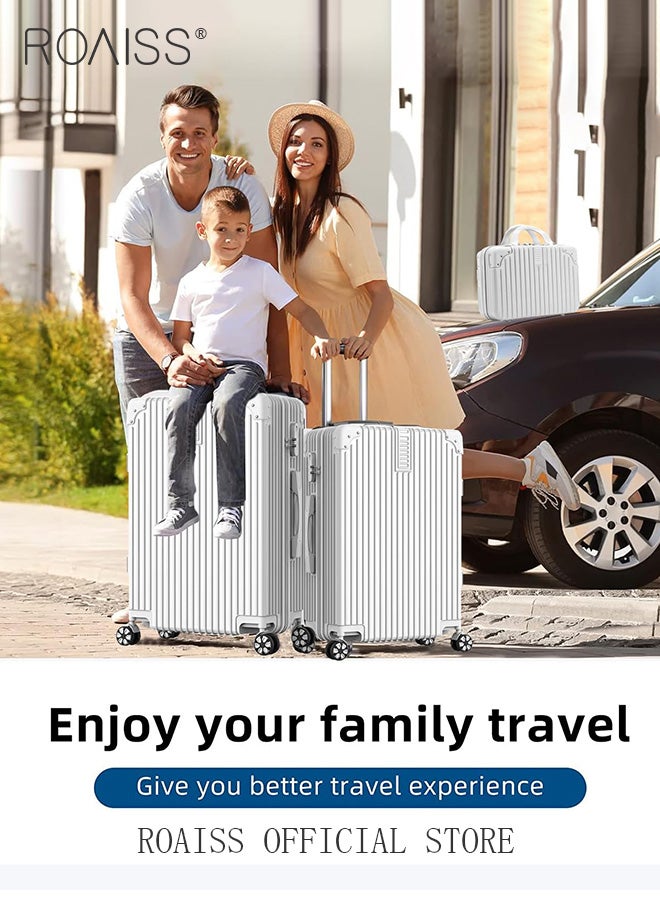 roaiss 4 Pcs Hardshell Luggage Set for Unisex Durable Lightweight Silent Universal Wheels Trolley Suitcase for Travel for Men and Women Minimalist Retro Passwords Box Includes 14 20 24 and 28 Inch  - Image 3