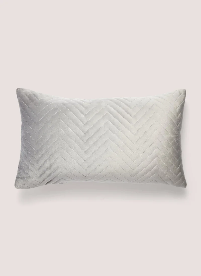 Matalan Grey Velvet Quilted Cushion (30cm x 50cm)