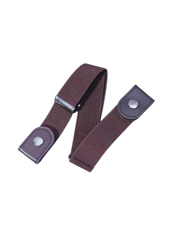 High Quality Invisible Stretch Elastic Jeans Belt Brown for Women Men, No Buckle Waist Belt - Image 1