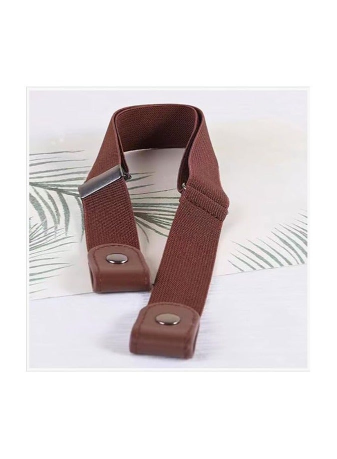 High Quality Invisible Stretch Elastic Jeans Belt Brown for Women Men, No Buckle Waist Belt - Image 4