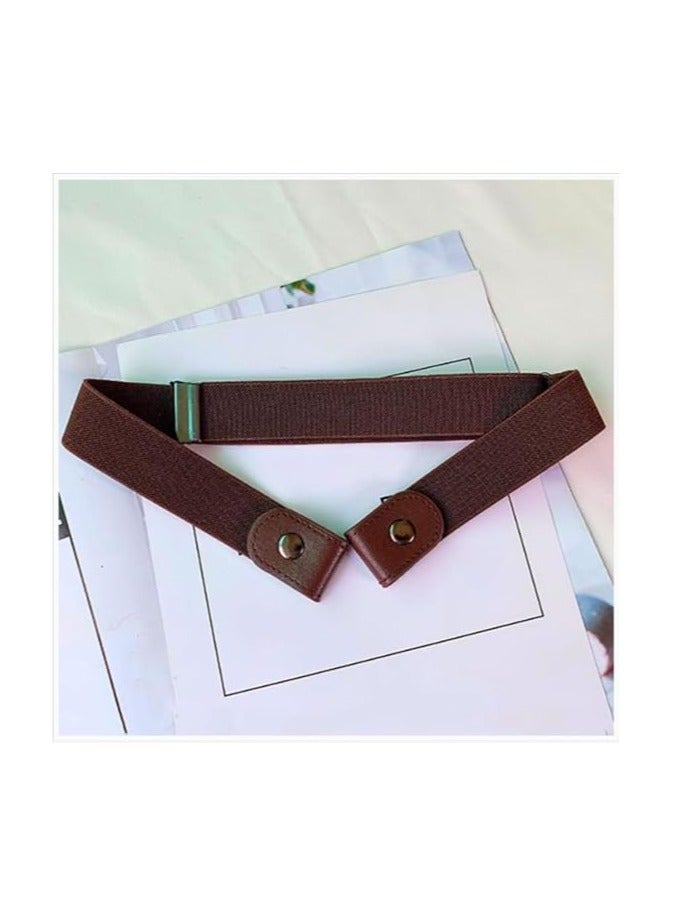 High Quality Invisible Stretch Elastic Jeans Belt Brown for Women Men, No Buckle Waist Belt - Image 5