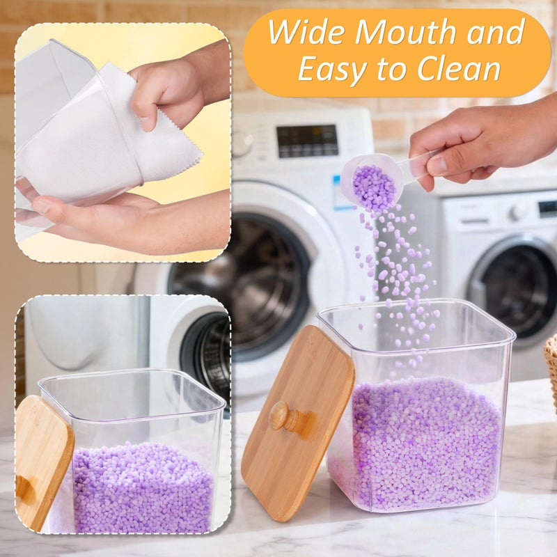efluky 2 Pack Laundry Pods Container & Dryer Sheet Holder Set,Clear Laundry Room Organization Containers with Bamboo Lids and Labels,Laundry Pods Holder for Scent Booster,Powder,Pod - Image 5