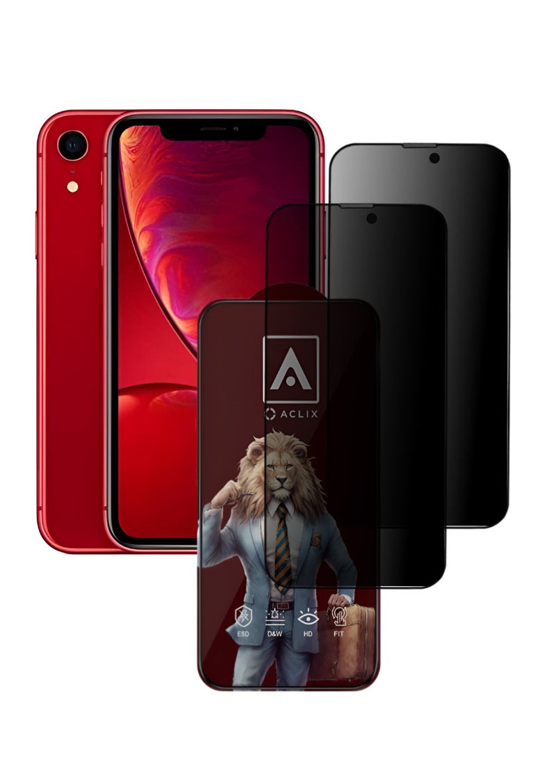ACLIX 2 Pieces Antistatic ESD Dustproof Premium Quality High Definition Anti-Spy Privacy Tempered Glass Screen Protector Designed For  iPhone XR - Image 1