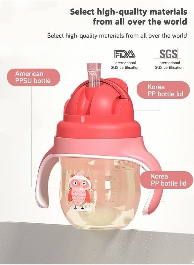 SUPERMAMA - PPSU Baby Sippy Cup Boys and Girls Toddler Straw Cups Kids Water Bottle Spill Proof for School Outdoor Or Indoor BPA Free Easy To Hold Red 325ml - Image 1