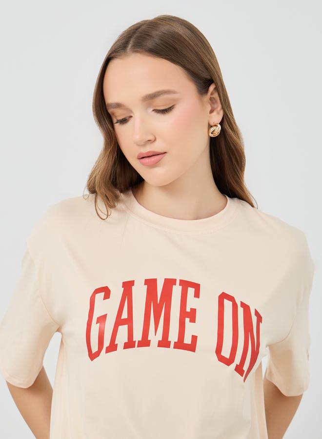 Take Two Slogan Print Oversize T-Shirt - Image 3