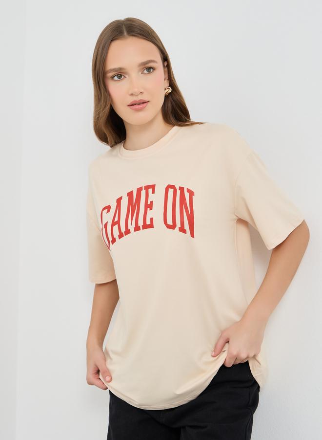 Take Two Slogan Print Oversize T-Shirt - Image 1