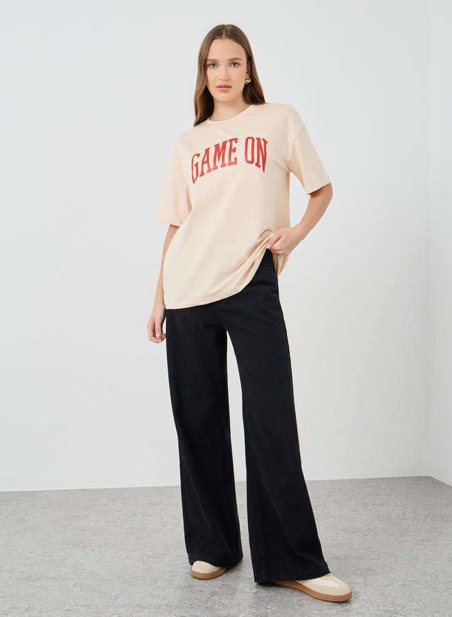 Take Two Slogan Print Oversize T-Shirt - Image 2