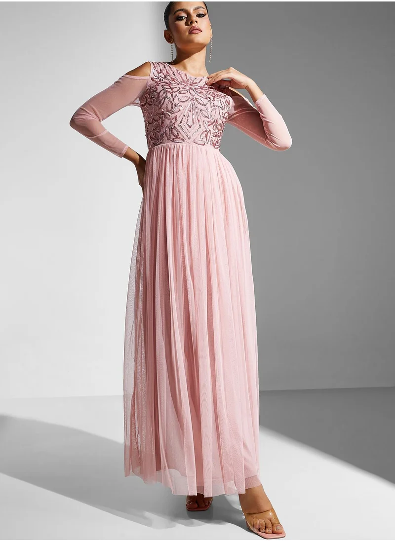 Namshi x Cold Shoulder Embellished Dress