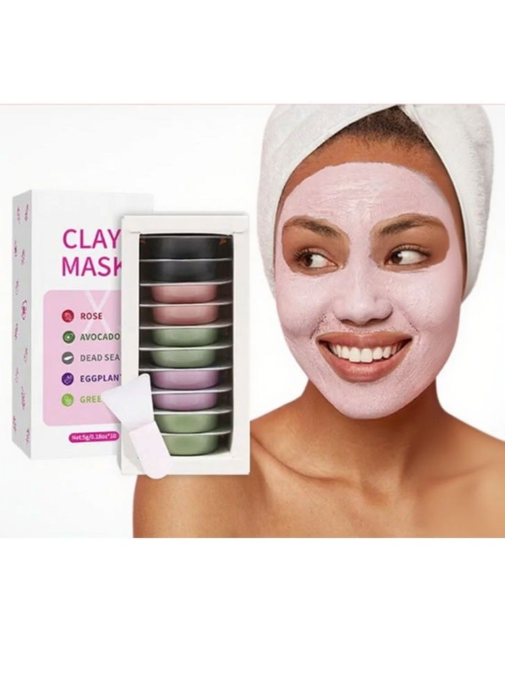 كلاي قناع طيني للوجه، تركيبة مرطبة ومنظفة بعمق، غني بالمكونات الطبيعية، مثالي لجميع أنواع البشرة، 10 عبوات فردية - Image 2