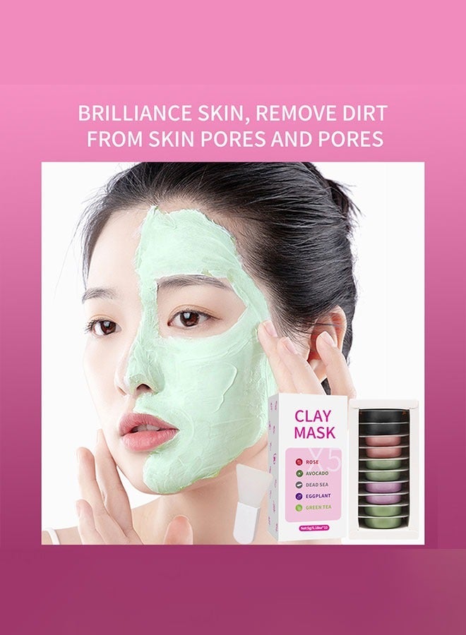 كلاي قناع طيني للوجه، تركيبة مرطبة ومنظفة بعمق، غني بالمكونات الطبيعية، مثالي لجميع أنواع البشرة، 10 عبوات فردية - Image 4