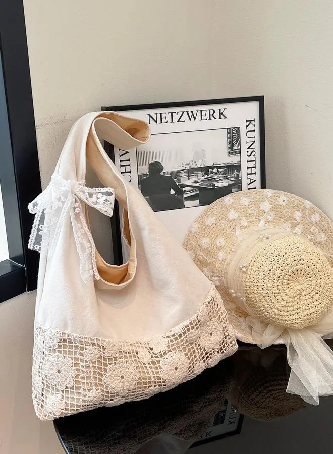 تايك تو Lace Embroidered Shoulder Bag with Bow Detail