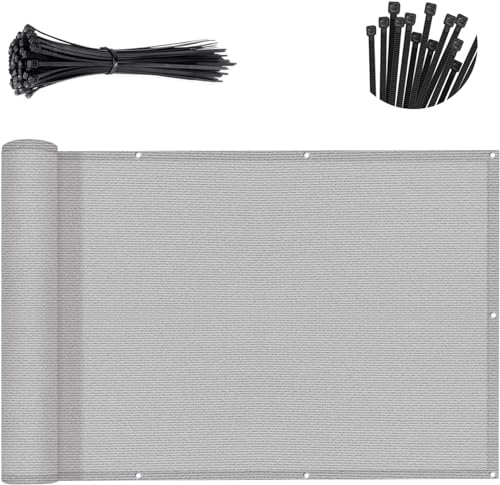 SUNNY GUARD 3'x16' Light Grey Balcony Deck Privacy Screen Fence, Apartments Railing Screen, Heavy Duty Wind Screen for Outdoor, Deck，Backyard,Patio Privacy（We Make Custom Sizes） - Image 1