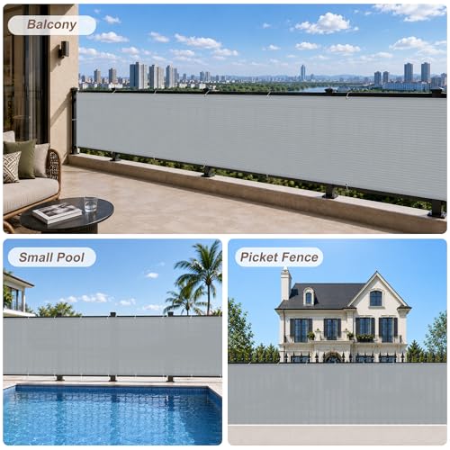 SUNNY GUARD 3'x16' Light Grey Balcony Deck Privacy Screen Fence, Apartments Railing Screen, Heavy Duty Wind Screen for Outdoor, Deck，Backyard,Patio Privacy（We Make Custom Sizes） - Image 5
