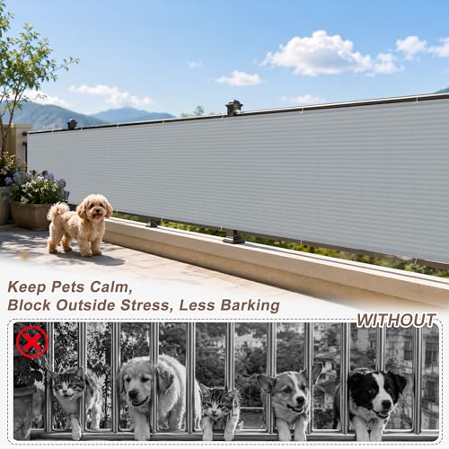 SUNNY GUARD 3'x16' Light Grey Balcony Deck Privacy Screen Fence, Apartments Railing Screen, Heavy Duty Wind Screen for Outdoor, Deck，Backyard,Patio Privacy（We Make Custom Sizes） - Image 4