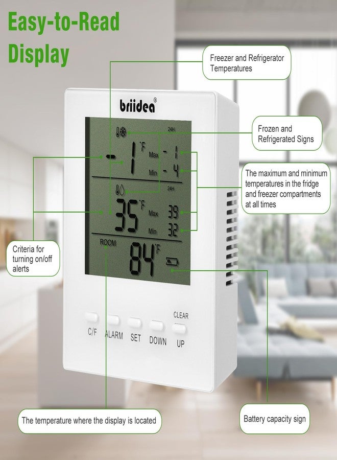 briidea Freezer Temperature Alarm, Briidea Wireless Fridge and Freezer Thermometer with Alarm, Alerts for Max/Min Temperatures (-40℉ to 99℉), Prevent Food Spoilage - Image 4
