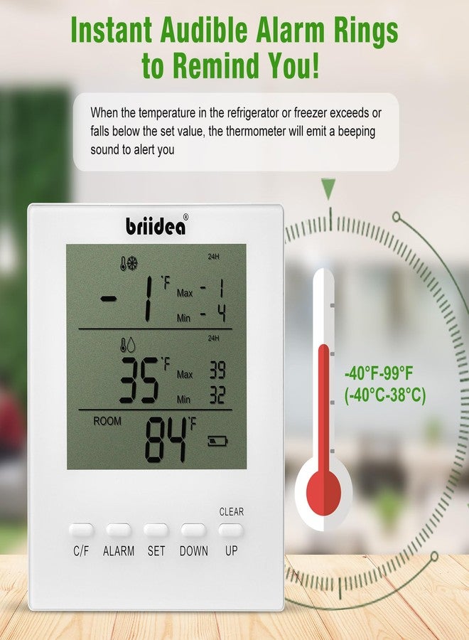 briidea Freezer Temperature Alarm, Briidea Wireless Fridge and Freezer Thermometer with Alarm, Alerts for Max/Min Temperatures (-40℉ to 99℉), Prevent Food Spoilage - Image 3