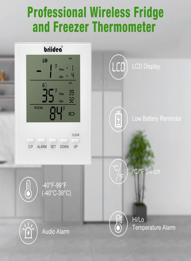 briidea Freezer Temperature Alarm, Briidea Wireless Fridge and Freezer Thermometer with Alarm, Alerts for Max/Min Temperatures (-40℉ to 99℉), Prevent Food Spoilage - Image 2