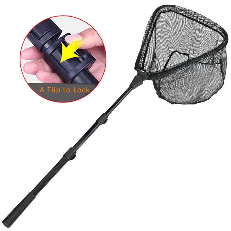RESTCLOUD Fishing Landing Net with Telescoping Pole Handle Extends to 63 inches, Carbon Fiber Handle Extended from 23.6 inches to 47 inches - Image 2