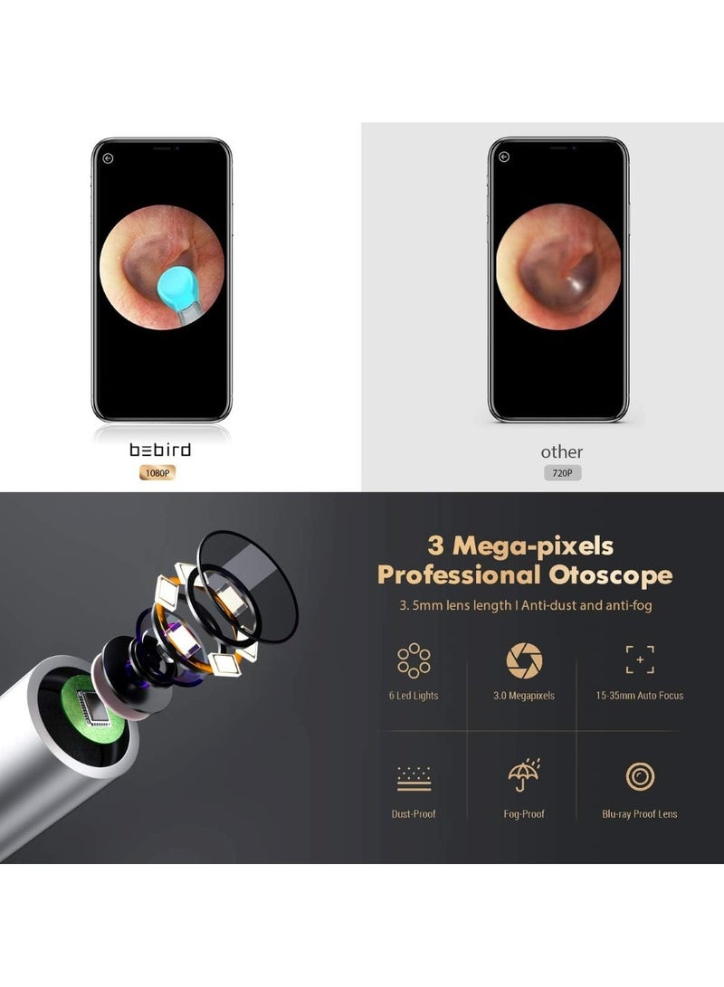 Bebird Ear Wax Removal Tool X17 Pro  Camera with Endoscope, All-Aluminum Body, High-Speed ​​WiFi, 6-Axis Smart Gyroscope Safe and Professional 1080P, Visual Smart Ear Cleaner with Camera for Kids, Adults and Pets  - Image 5