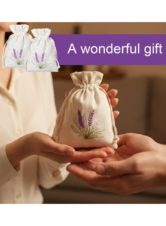٦ أكياس معطرة برائحة اللافندر، أكياس مجوهرات معطرة برائحة اللافندر، أكياس قطنية كتانية برباط، أكياس قماشية صغيرة برباط، مناسبة للأعمال اليدوية، حشو التوابل، المجوهرات، وحفلات الزفاف - Image 5