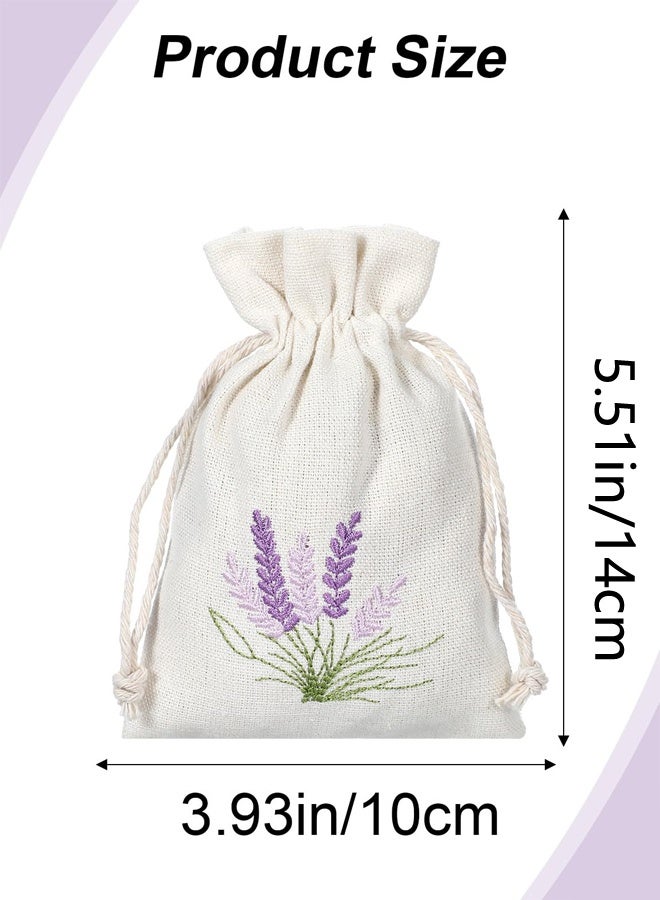 ٦ أكياس معطرة برائحة اللافندر، أكياس مجوهرات معطرة برائحة اللافندر، أكياس قطنية كتانية برباط، أكياس قماشية صغيرة برباط، مناسبة للأعمال اليدوية، حشو التوابل، المجوهرات، وحفلات الزفاف - Image 2