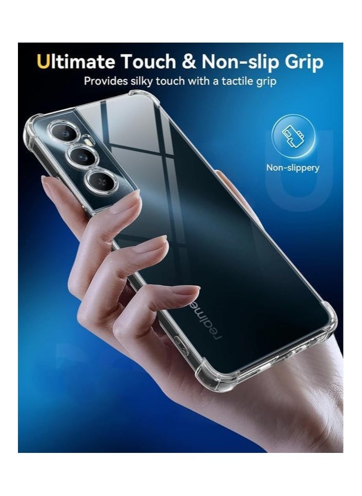 ماركة غير محددة - جراب خلفي سيليكون مقاوم للصدمات لهاتف Realme C65، زوايا حماية وظهر شفاف شبه متوافق مع Realme C65 (6.67 بوصة) (شفاف) - Image 1
