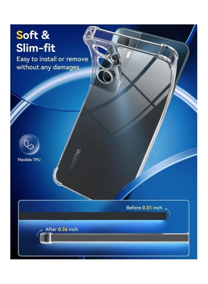 ماركة غير محددة - جراب خلفي سيليكون مقاوم للصدمات لهاتف Realme C65، زوايا حماية وظهر شفاف شبه متوافق مع Realme C65 (6.67 بوصة) (شفاف) - Image 1