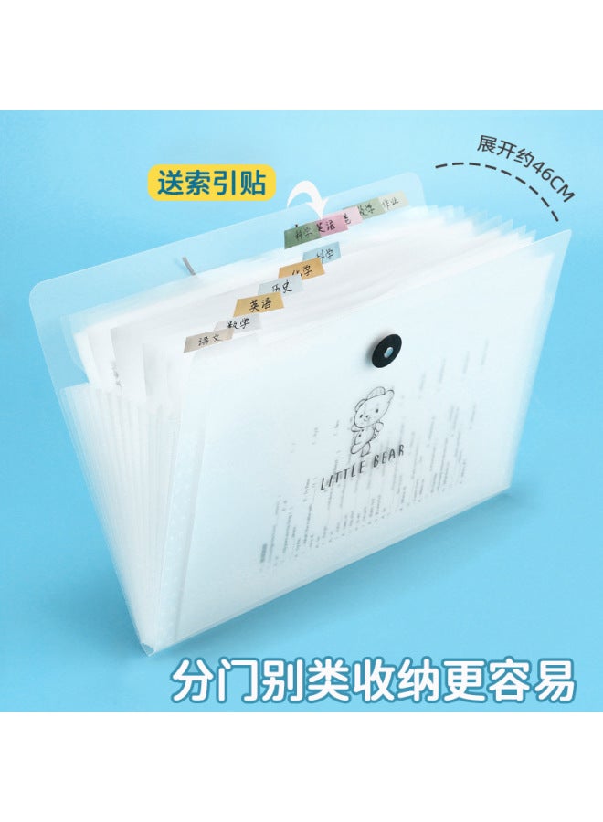 HELPS A4 Primary School Student Accordion Bag Large Capacity Multi-layer Test Paper Holder Storage Bag Information Book Classification Plastic Insert Folder - Image 3