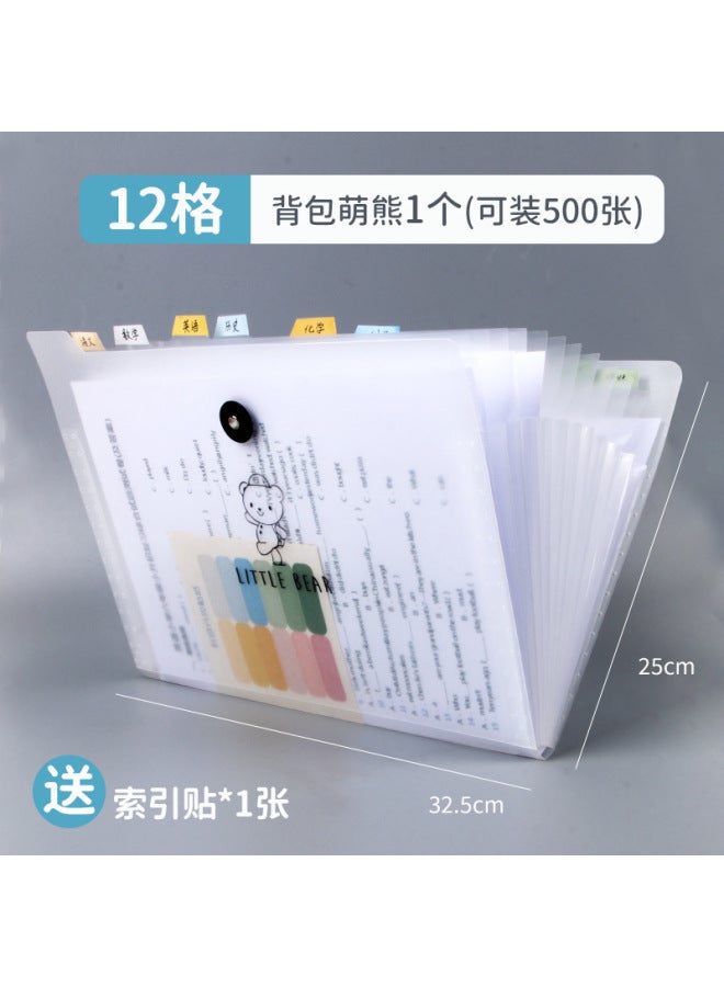 HELPS A4 Primary School Student Accordion Bag Large Capacity Multi-layer Test Paper Holder Storage Bag Information Book Classification Plastic Insert Folder - Image 1
