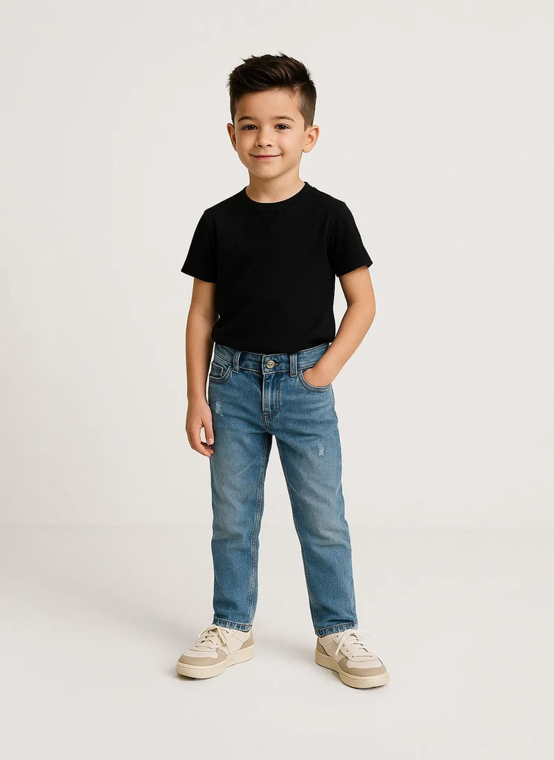 MINOTI Kids' Straight Leg Jeans with Light Distressing