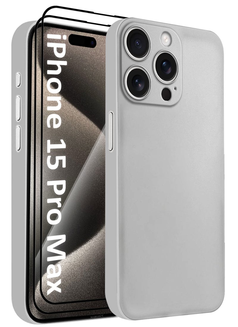 CATANES (for iPhone 15 Pro Max) 3Packs Case Cover Air Skin Series Back Cover Sturdy Durable Thin Case Drop Protection Cover - Transparent Natural Titanium  - Image 1