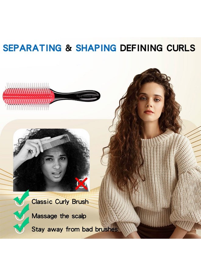 Enjoy Holiday 1981 - Hair Brush For Women Men Curly Wet Or Dry Hair Classic Detangling Brushes 7 Row For Natural Thick Hair Blow Styling Separating Shaping Defining Curls Tools Travel Bristle Black Hairbrush - Image 1