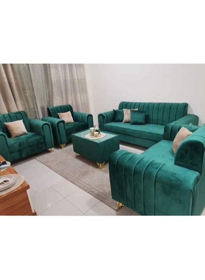 green 7 seter sofa set with table 3+2+1+1