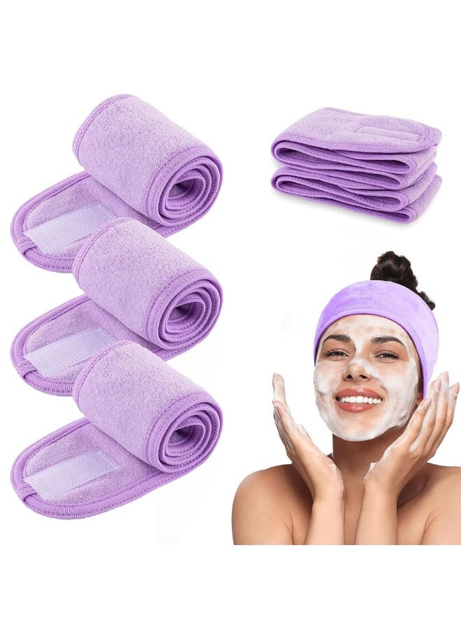 جيه زد اس عصابة رأس للوجه من JZS Spa، 3 قطع من عصابة رأس من قماش تيري قابلة للتعديل للعناية بالبشرة وقناع الوجه والاستحمام والرياضة مع شريط سحري (أرجواني) - Image 1