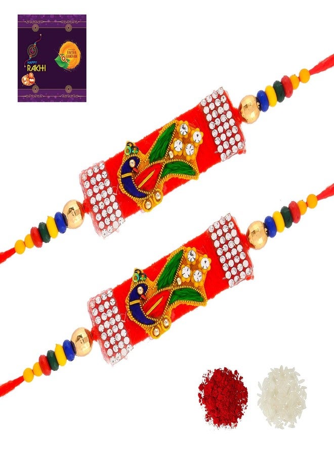 مجموعة من قطعتين من AR Eyewar Mayura Zardosi Rakhi Combo (2324RRR-1042)