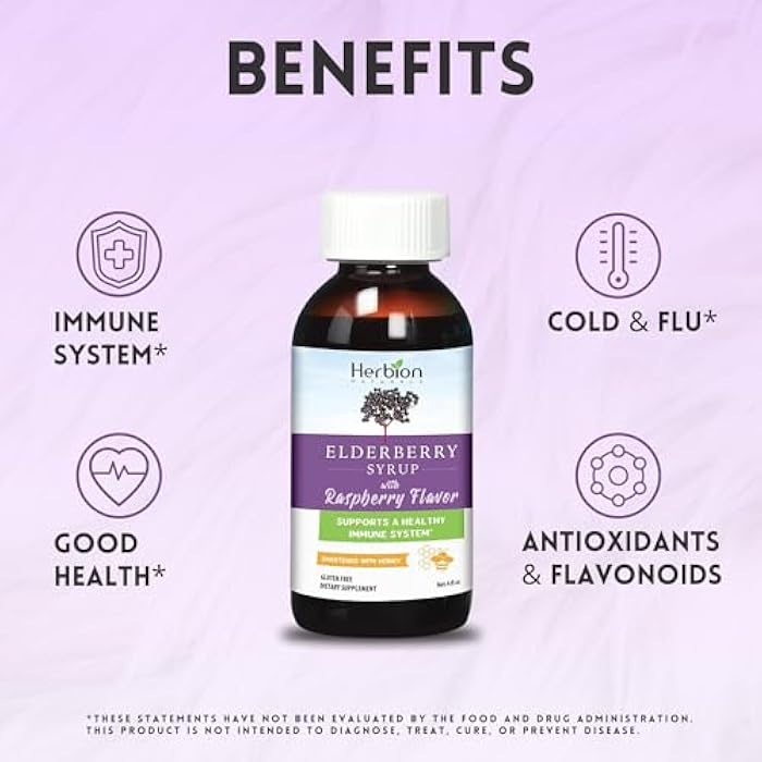 HERBION Naturals Elderberry Syrup – Healthy Immune System for Adults and Children (1 Year+) - Honey Sweetened with Natural Raspberry Flavor - No Artificial Ingredients - Image 4