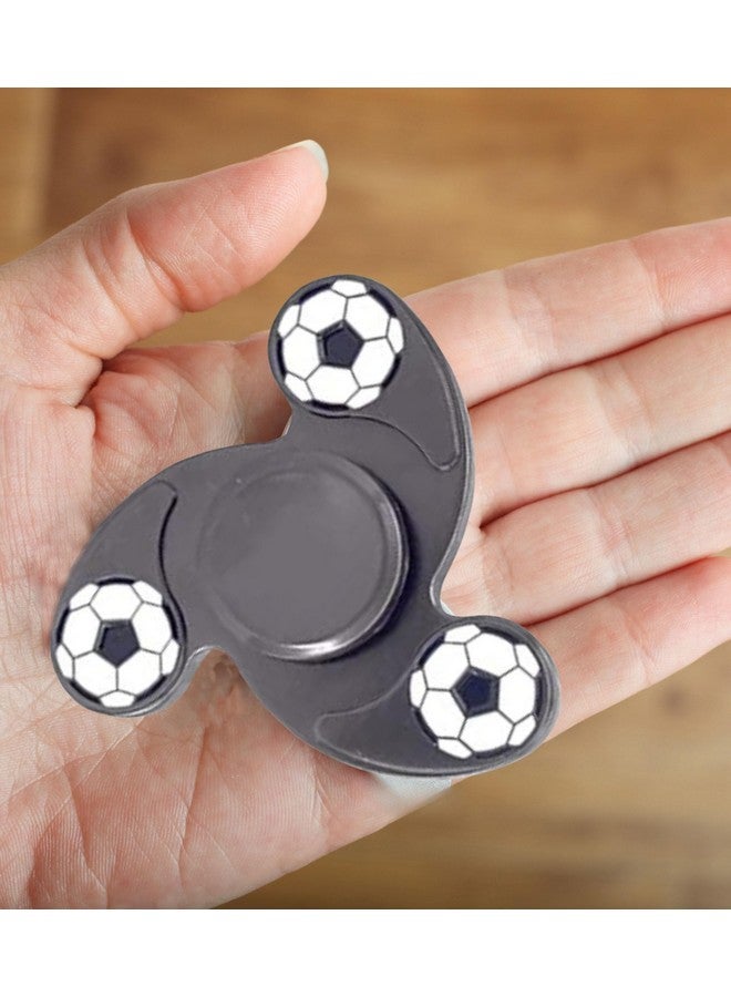 بريمسونس لعبة مكتبية Premsons® Hand Spinner - لعبة تخفيف التوتر الحسي عالية السرعة تدور الأصابع بسلاسة للأطفال والكبار - هدية لحفلات أعياد الميلاد - معدنية - كرة قدم رمادية - Image 2