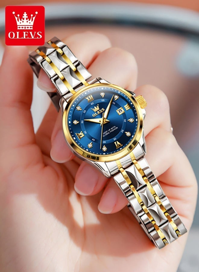 أوليفز ساعة OLEVS 2906 للرجال والنساء من الألماس الروماني الفاخر مع تقويم الأعمال وساعة مقاومة للماء - Image 1