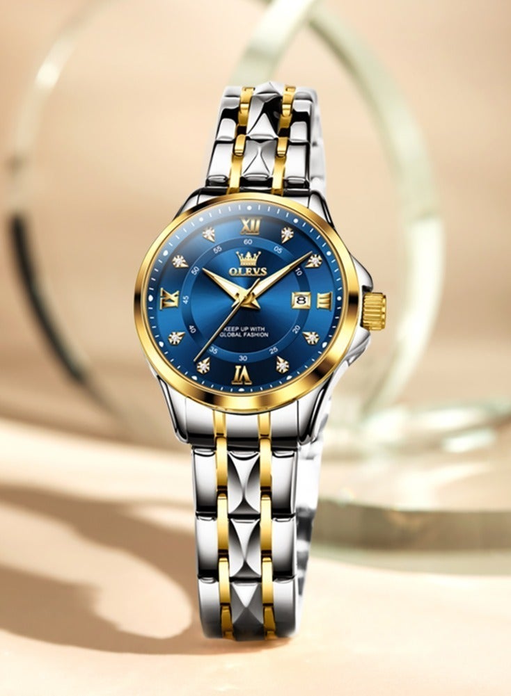 أوليفز ساعة OLEVS 2906 للرجال والنساء من الألماس الروماني الفاخر مع تقويم الأعمال وساعة مقاومة للماء - Image 3