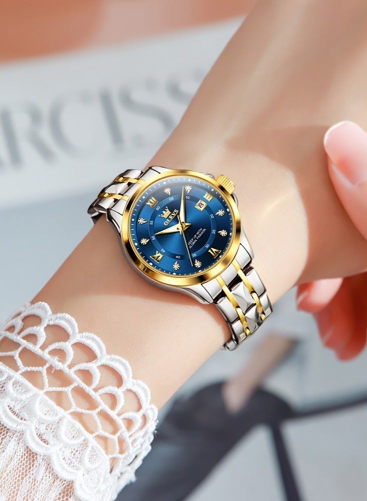 أوليفز ساعة OLEVS 2906 للرجال والنساء من الألماس الروماني الفاخر مع تقويم الأعمال وساعة مقاومة للماء - Image 4