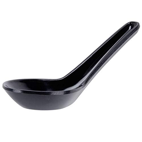 HAINE Unbreakable Pure Melamine Soup Spoons (13.5 cm), Pack of 6 (Black) - Image 1