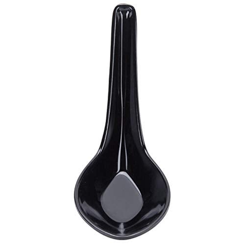 HAINE Unbreakable Pure Melamine Soup Spoons (13.5 cm), Pack of 6 (Black) - Image 3