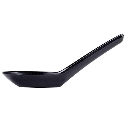 HAINE Unbreakable Pure Melamine Soup Spoons (13.5 cm), Pack of 6 (Black) - Image 2
