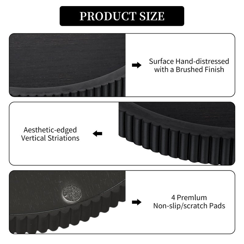 Hanobe Decorative Tray for Coffee Table: 12" Black Round Centerpiece Tray for Home Decor - Wood Modern Farmhouse Decor for Living Dining Room Kitchen Island Tabletop - Image 5