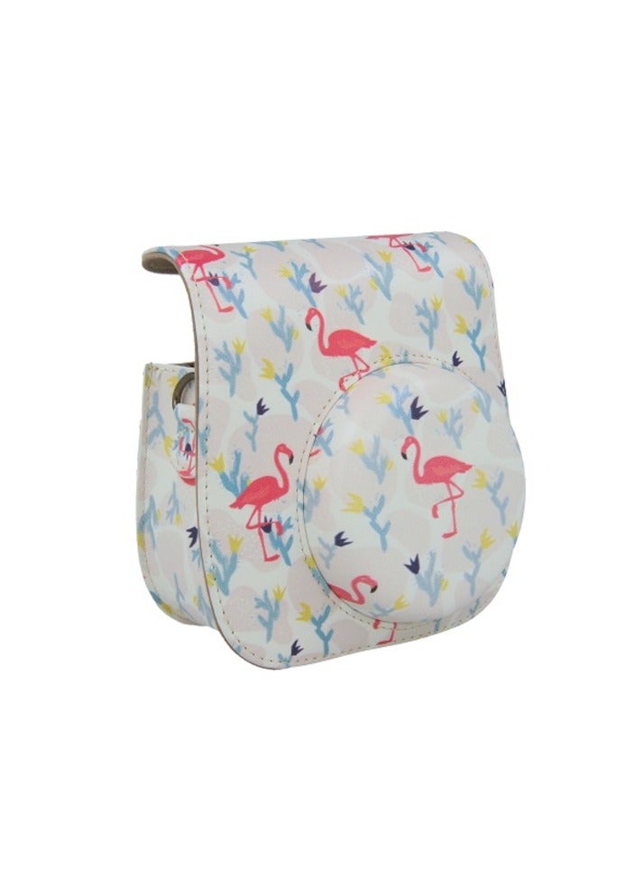 O Ozone Case for Fujifilm Instax Mini 11/12 Case PU Leather Instant Camera Cover with Adjustable Strap [ Designed Cover for Fujifilm Instax Mini 11/12 Instant Camera Bag ] -White Flamingo - Image 5