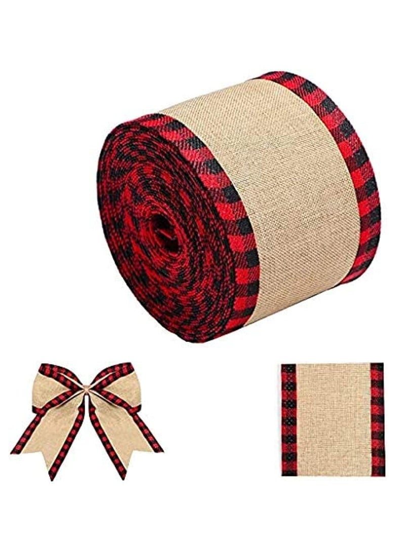 Excefore Ribbon 2 Roll 20 Yards Wired for Home Decor, Gift Wrapping, Wedding Birthday DIY Crafts, 2.5 Inch x Rolls - Image 1