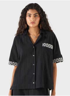 2Xtremz Textured Camp Collar Top  - Image 1
